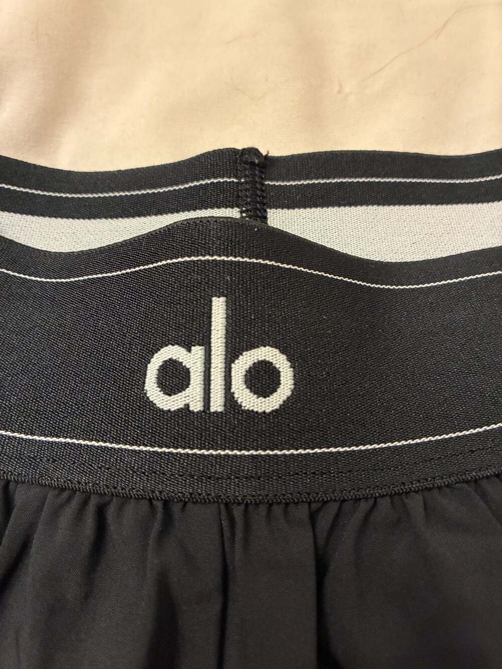 Alo Yoga Black Athletic Running Shorts with Contrast Elastic Waistband